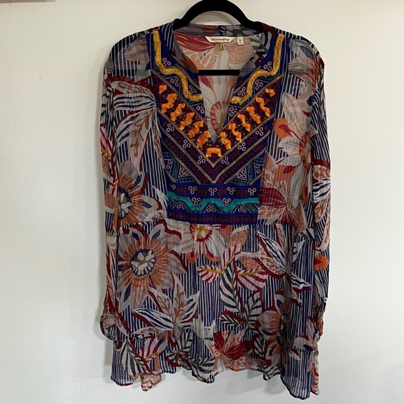 Soft Surroundings Tory Sheer Embroidered Tunic - Picture 4 of 13